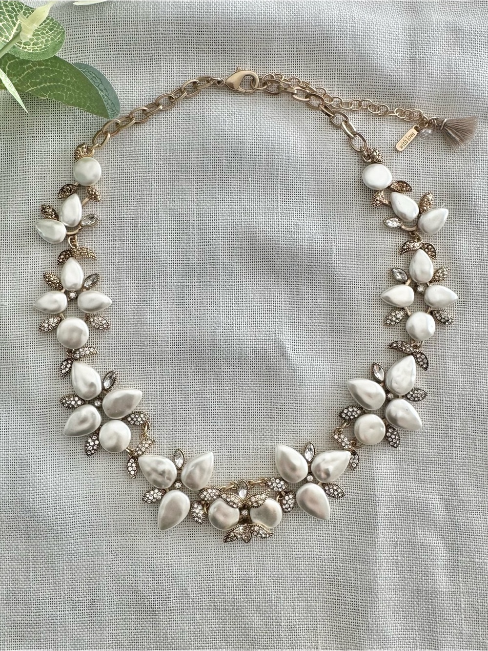 Lonna & Lilly gold-tone crystal leaf floral cluster statement necklace